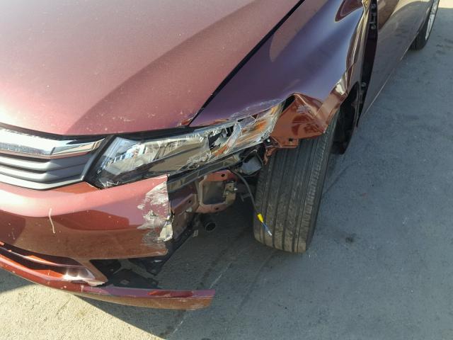 19XFB2F8XCE372308 - 2012 HONDA CIVIC EX BURGUNDY photo 9