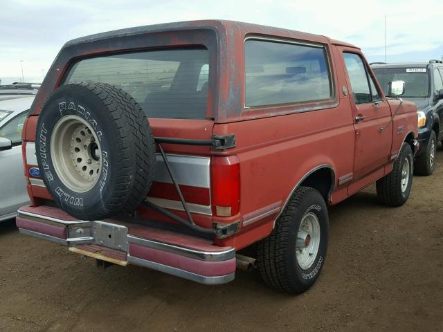 1FMEU15N0MLA68416 - 1991 FORD BRONCO U10 RED photo 4