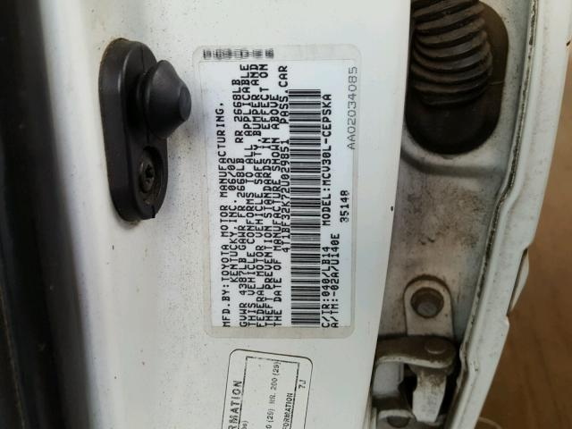 4T1BF32K72U029851 - 2002 TOYOTA CAMRY WHITE photo 10