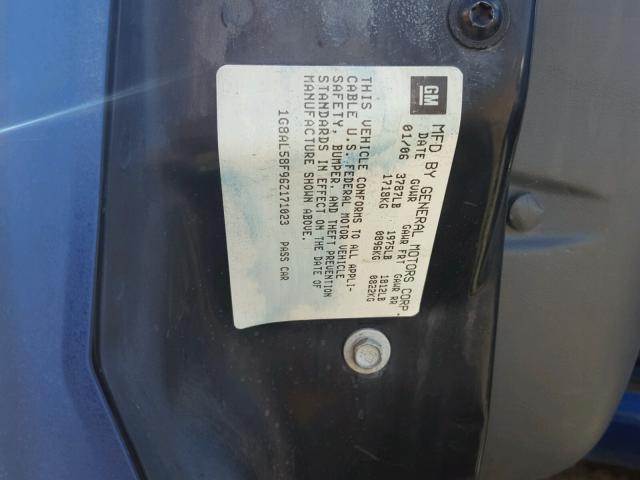 1G8AL58F96Z171023 - 2006 SATURN ION LEVEL BLUE photo 10