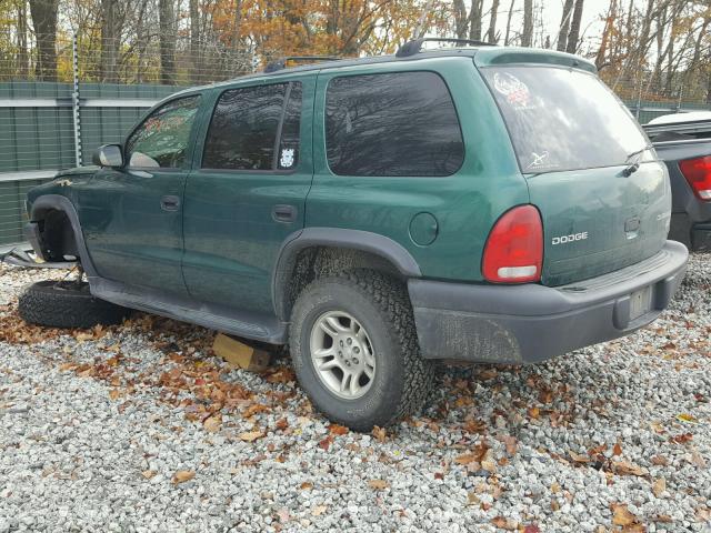 1D4HS38N33F582792 - 2003 DODGE DURANGO SP GREEN photo 3