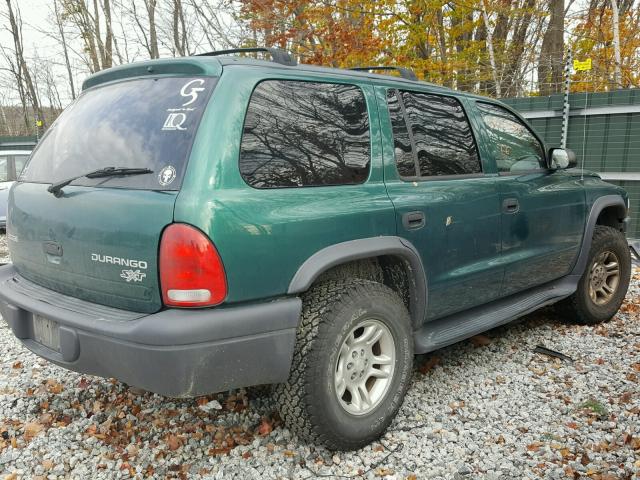 1D4HS38N33F582792 - 2003 DODGE DURANGO SP GREEN photo 4