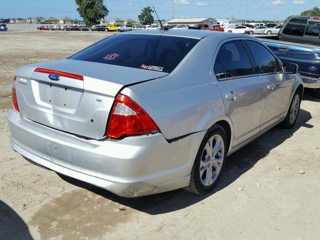 3FAHP0HA7CR103406 - 2012 FORD FUSION SE SILVER photo 4