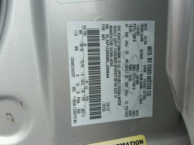 5LMFU28586LJ26844 - 2006 LINCOLN NAVIGATOR SILVER photo 10