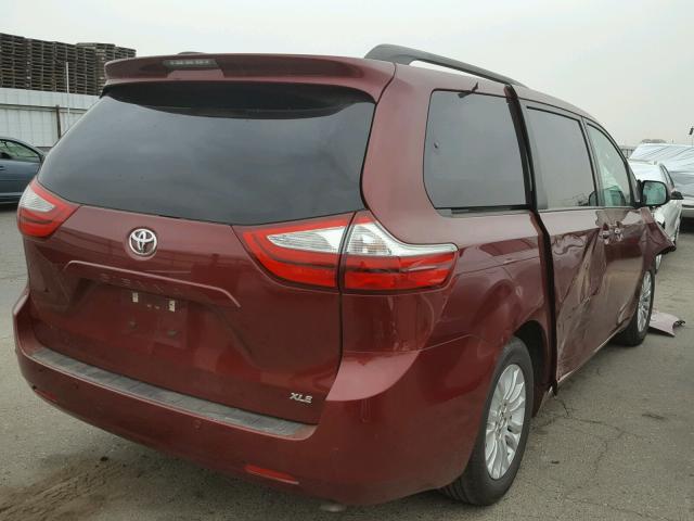 5TDYK3DC9FS663382 - 2015 TOYOTA SIENNA RED photo 4