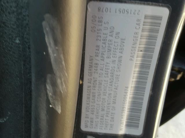 WVWEH63B91E005474 - 2001 VOLKSWAGEN PASSAT GLX CHARCOAL photo 10