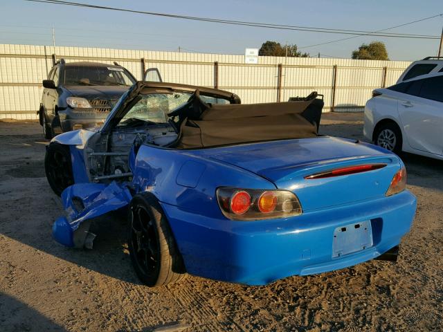 JHMAP11482T004627 - 2002 HONDA S2000 BLUE photo 3