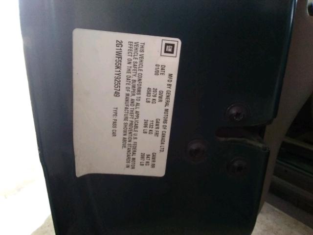 2G1WF55K1Y9255749 - 2000 CHEVROLET IMPALA GREEN photo 10