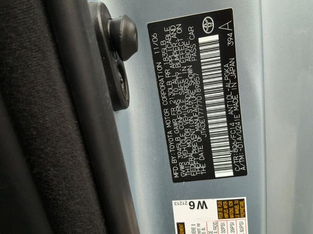 JTKDE177770189857 - 2007 TOYOTA SCION TC 蓝色 照片 10