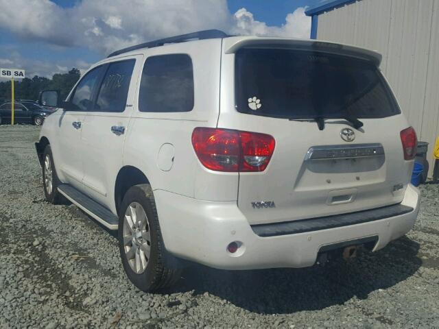 5TDBY67AX8S012832 - 2008 TOYOTA SEQUOIA PL WHITE photo 3