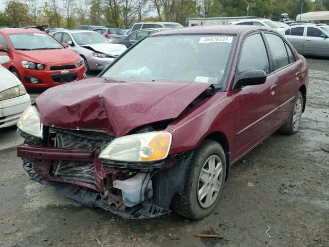 2HGES16693H618517 - 2003 HONDA CIVIC LX RED photo 2