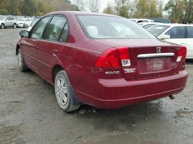 2HGES16693H618517 - 2003 HONDA CIVIC LX RED photo 3