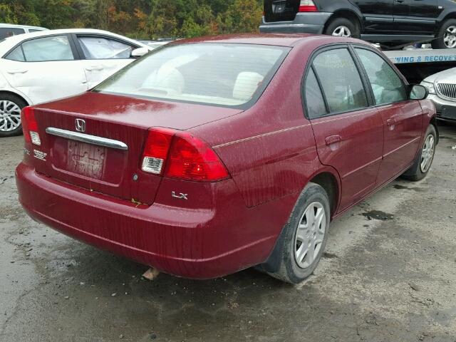 2HGES16693H618517 - 2003 HONDA CIVIC LX RED photo 4