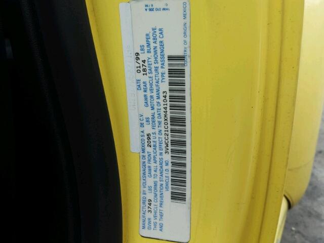 3VWCC21C0XM441043 - 1999 VOLKSWAGEN NEW BEETLE Sarı foto 10