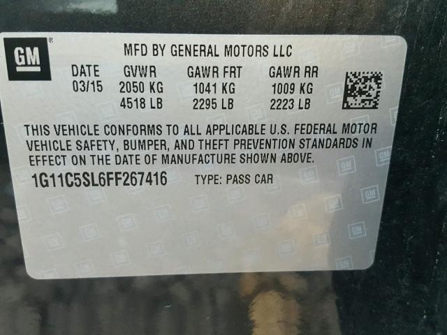 1G11C5SL6FF267416 - 2015 CHEVROLET MALIBU 1LT CHARCOAL photo 10