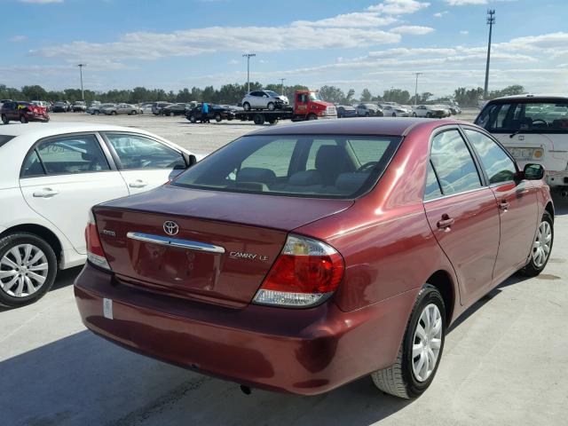 4T1BE32K05U041606 - 2005 TOYOTA CAMRY LE RED photo 4