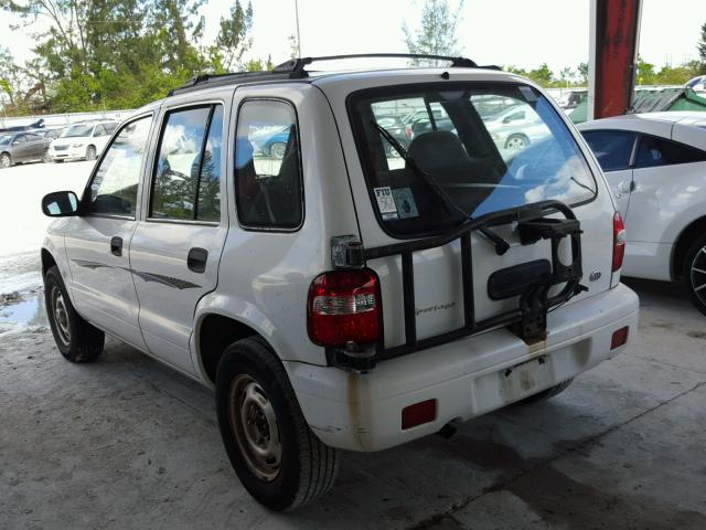 KNDJB7239Y5638793 - 2000 KIA SPORTAGE WHITE photo 3