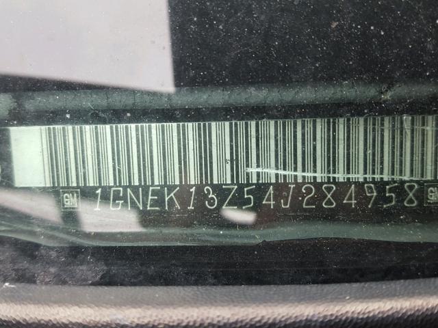 1GNEK13Z54J284958 - 2004 CHEVROLET TAHOE K150 CHARCOAL photo 10