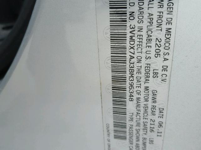 3VWDX7AJ3BM395348 - 2011 VOLKSWAGEN JETTA SE 灰色 照片 10