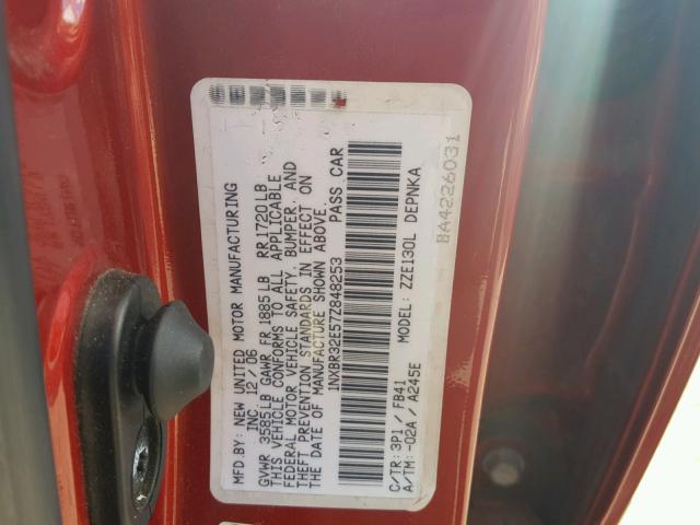 1NXBR32E57Z848253 - 2007 TOYOTA COROLLA CE RED photo 10