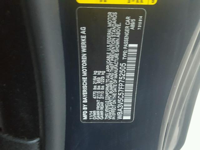 WBA3V5C57FP752505 - 2015 BMW 428 I BLUE photo 10