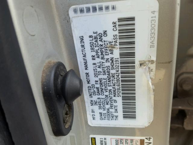 5Y2SL62804Z432191 - 2004 PONTIAC VIBE GRAY photo 10