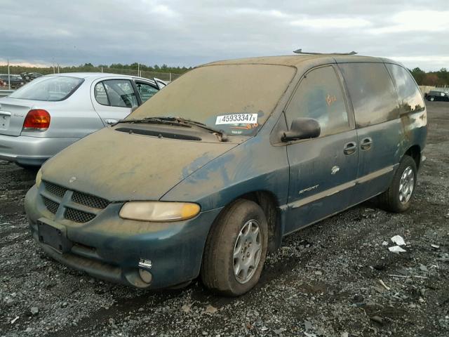 2B4GP45RXYR739707 - 2000 DODGE CARAVAN SE GREEN photo 2