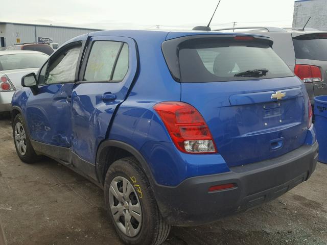 KL7CJKSB3GB578769 - 2016 CHEVROLET TRAX LS BLUE photo 3