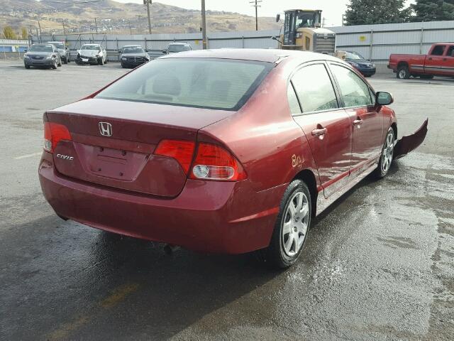 JHMFA16507S009326 - 2007 HONDA CIVIC LX RED photo 4