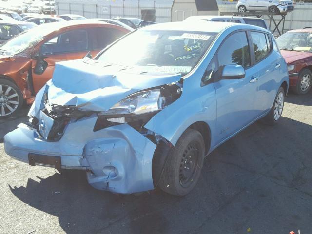 1N4AZ0CPXFC332835 - 2015 NISSAN LEAF S BLUE photo 2