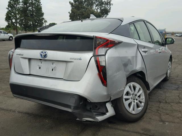 JTDKBRFU8H3028463 - 2017 TOYOTA PRIUS SILVER photo 4