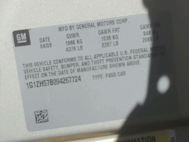 1G1ZH57B094267724 - 2009 CHEVROLET MALIBU 1LT GOLD photo 10