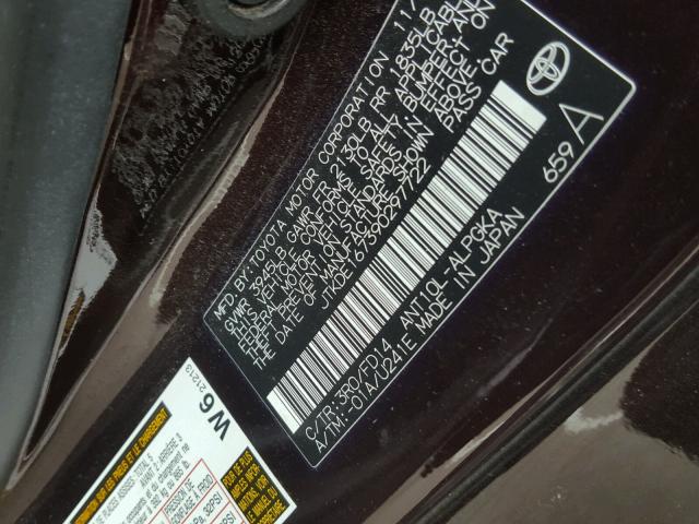 JTKDE167390297722 - 2009 TOYOTA SCION TC 勃艮第红 照片 10