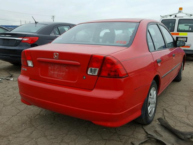 1HGES16385L005459 - 2005 HONDA CIVIC DX V RED photo 4