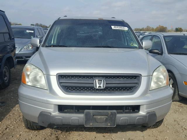 5FNYF18575B002490 - 2005 HONDA PILOT EXL SILVER photo 9