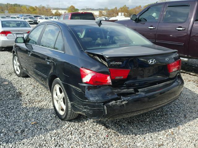 5NPEU46C09H500470 - 2009 HYUNDAI SONATA BLACK photo 3