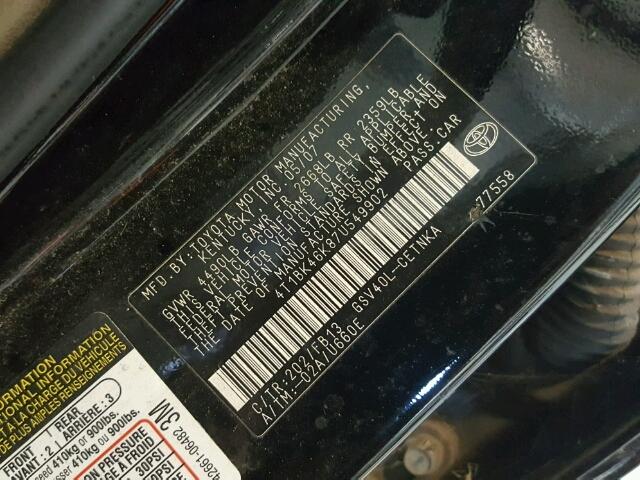 4T1BK46K87U549902 - 2007 TOYOTA CAMRY NEW BLACK photo 10