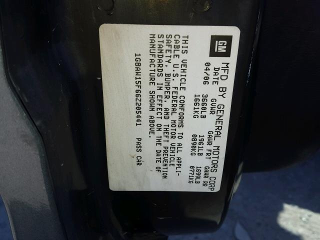 1G8AW15F66Z205441 - 2006 SATURN ION LEVEL GRAY photo 10