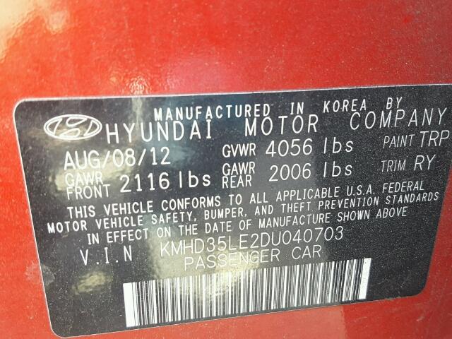 KMHD35LE2DU040703 - 2013 HYUNDAI ELANTRA GT RED photo 10