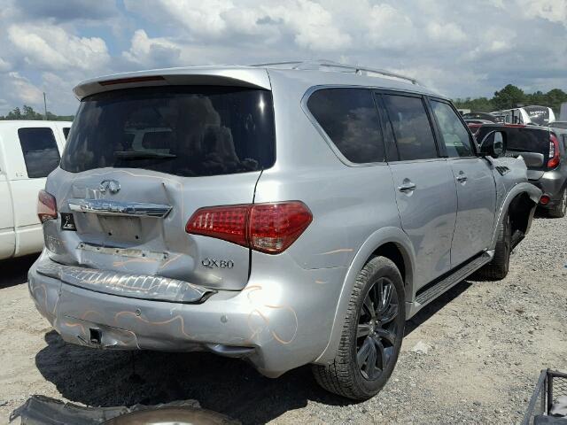 JN8AZ2NF7E9553903 - 2014 INFINITI QX80 SILVER photo 4