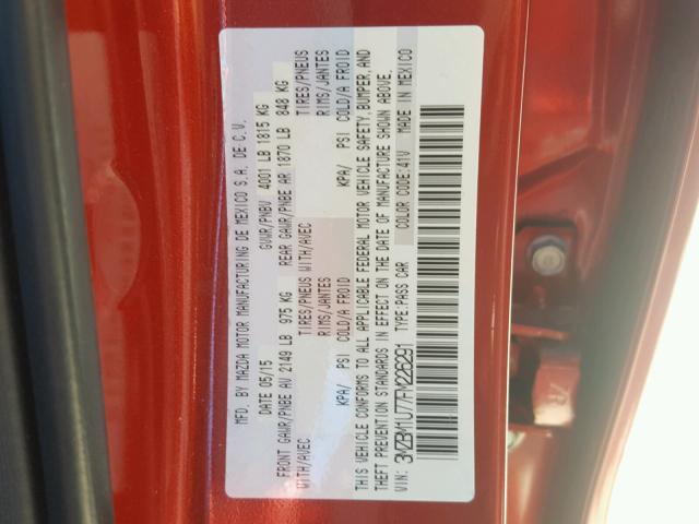 3MZBM1U77FM226291 - 2015 MAZDA 3 SPORT RED photo 10