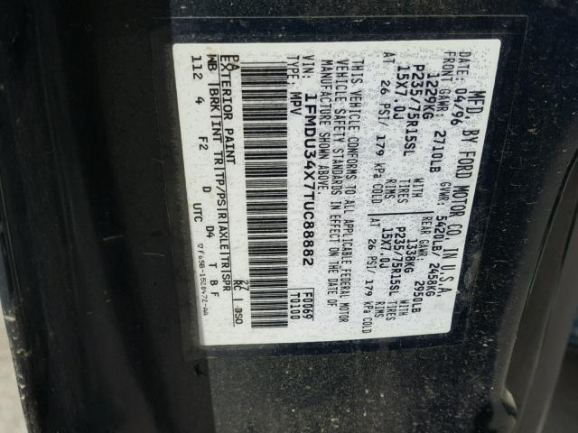 1FMDU34E7VUD02250 - 1997 FORD EXPLORER GREEN photo 10