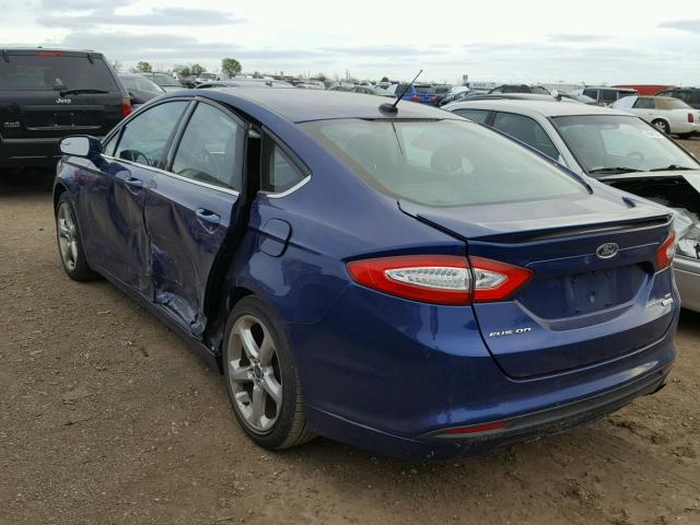 3FA6P0HR6DR241016 - 2013 FORD FUSION SE BLUE photo 3