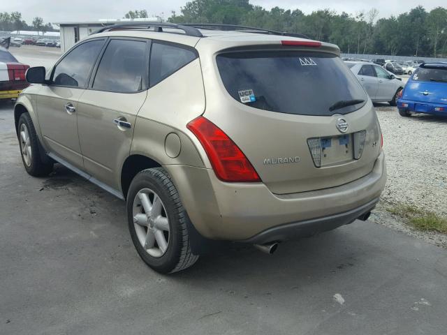 JN8AZ08T15W317867 - 2005 NISSAN MURANO SL GOLD photo 3