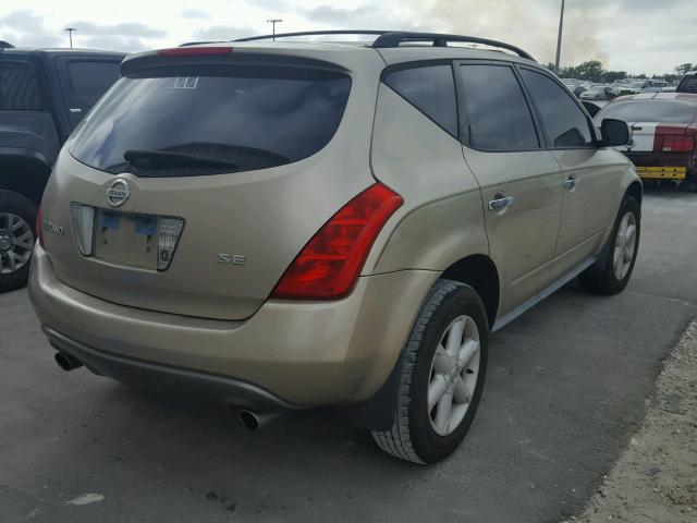 JN8AZ08T15W317867 - 2005 NISSAN MURANO SL GOLD photo 4