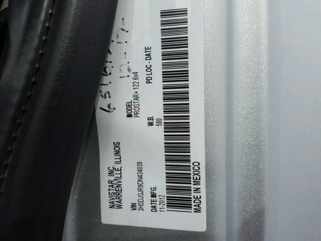 3HSDJSJR9DN434039 - 2013 INTERNATIONAL PROSTAR فضي صورة 10