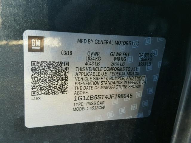 1G1ZB5ST4JF198045 - 2018 CHEVROLET MALIBU LS Grafit foto 10