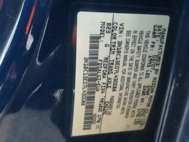 3N1BC13E07L430088 - 2007 NISSAN VERSA S BLUE photo 10