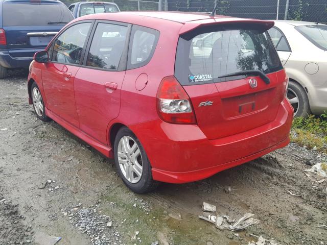 JHMGD38647S048434 - 2007 HONDA FIT S 红色 照片 3