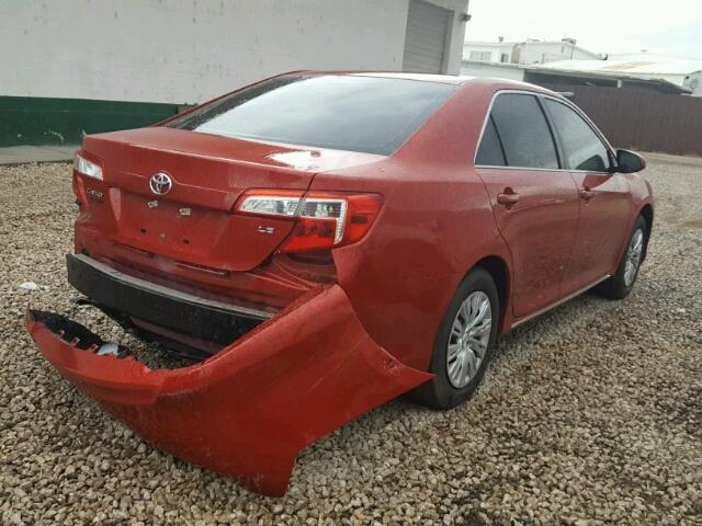 4T4BF1FK7CR237752 - 2012 TOYOTA CAMRY BASE RED photo 4